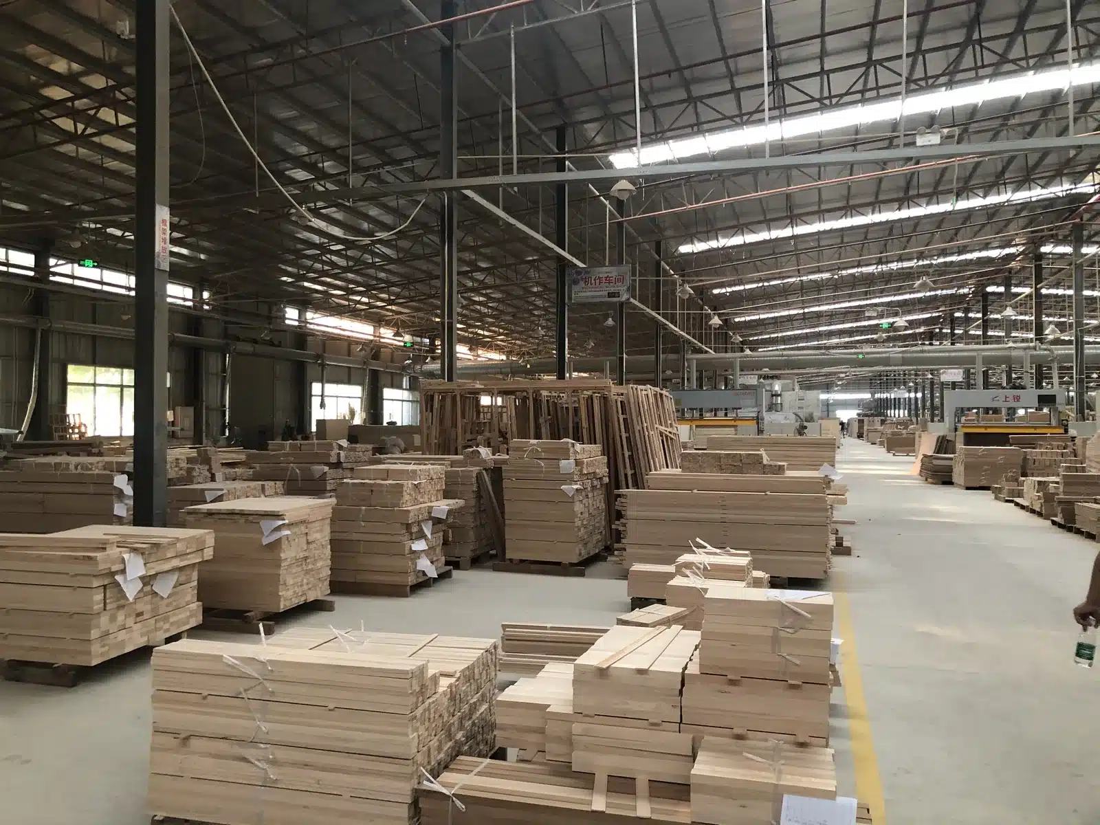 Bropool sauna factory workshop with timber components and woodworking equipment in Huizhou