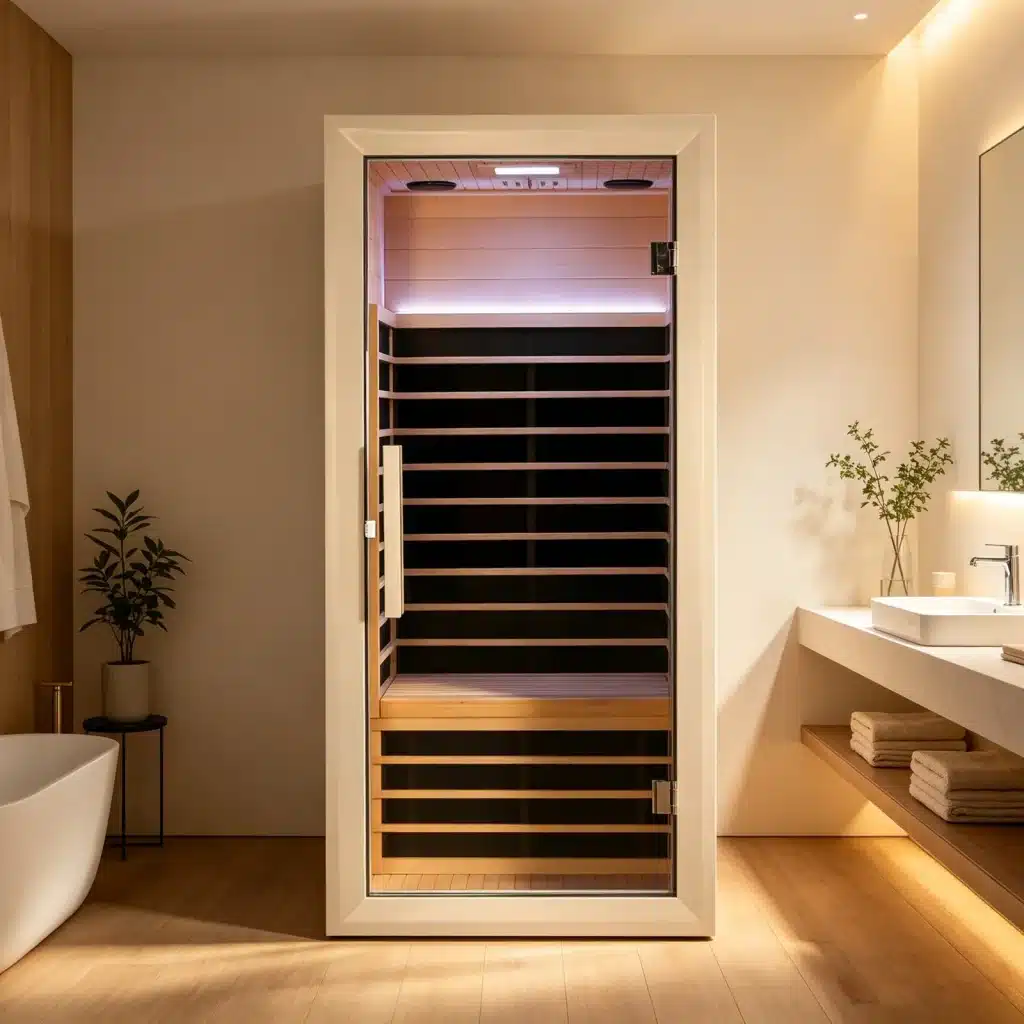 Illustrative room setting showing the complete Bropool IS-1201 sauna