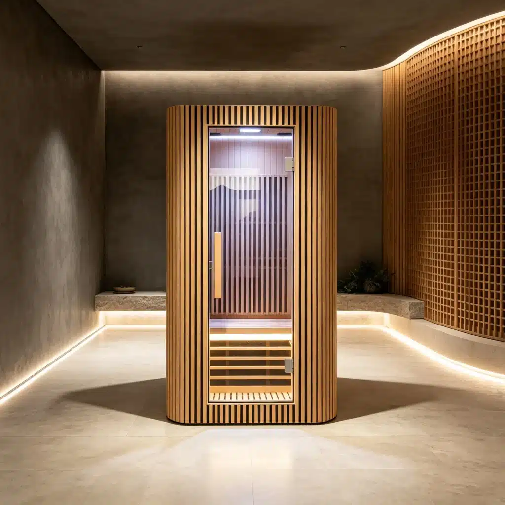 Illustrative room setting showing the complete Bropool IS-1211 sauna