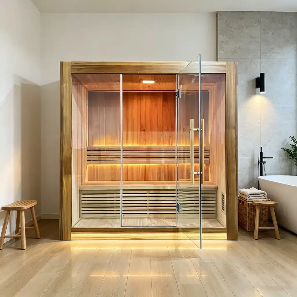 Illustrative room setting showing the complete Bropool IS-1402 sauna