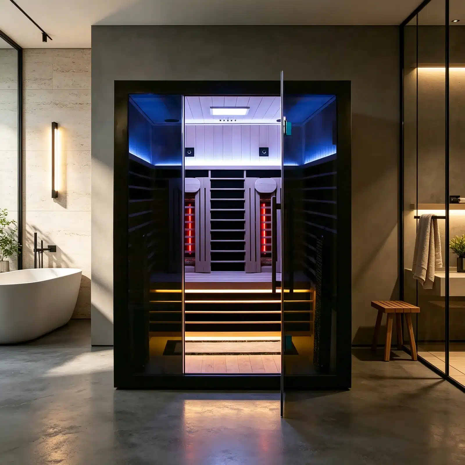 Illustrative room setting showing the complete Bropool IS-1404 sauna