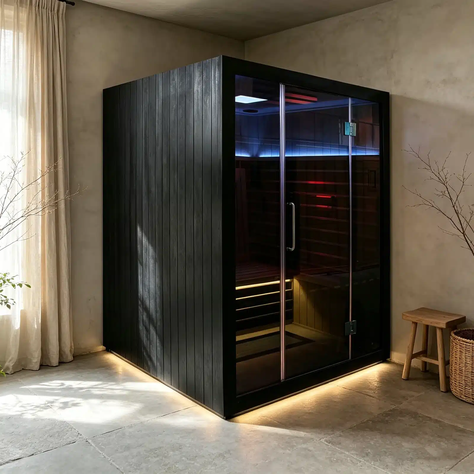 Illustrative room setting showing the complete Bropool IS-1404 sauna