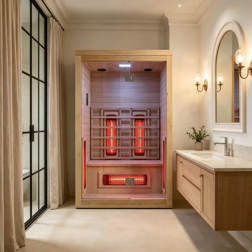 Complete Bropool IS-1405 infrared sauna shown in an illustrative home wellness room