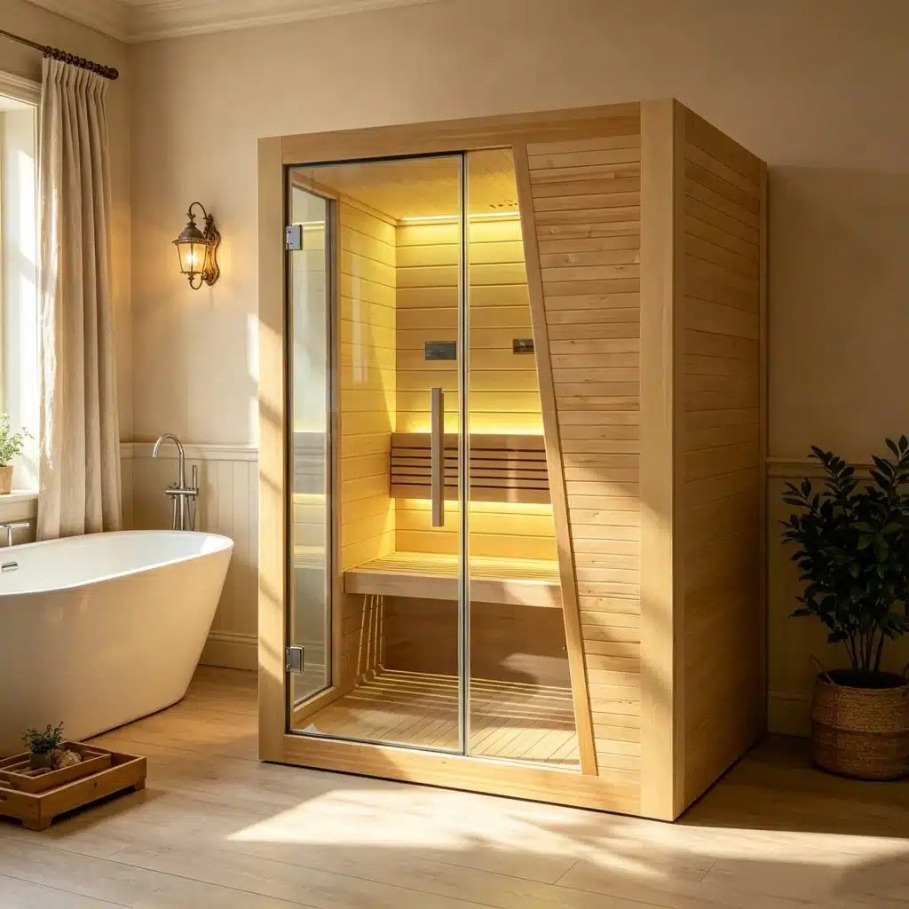 Illustrative room or outdoor setting showing the complete Bropool IS-1501 sauna