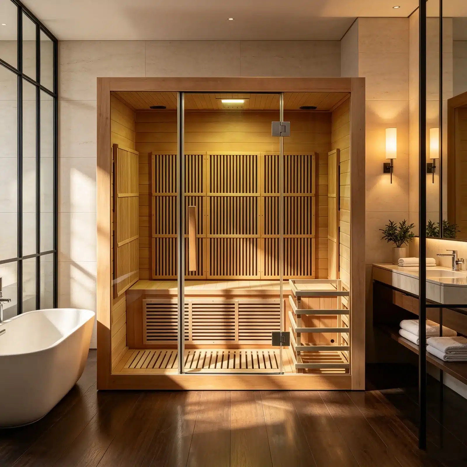 Illustrative room or outdoor setting showing the complete Bropool IS-1502 sauna
