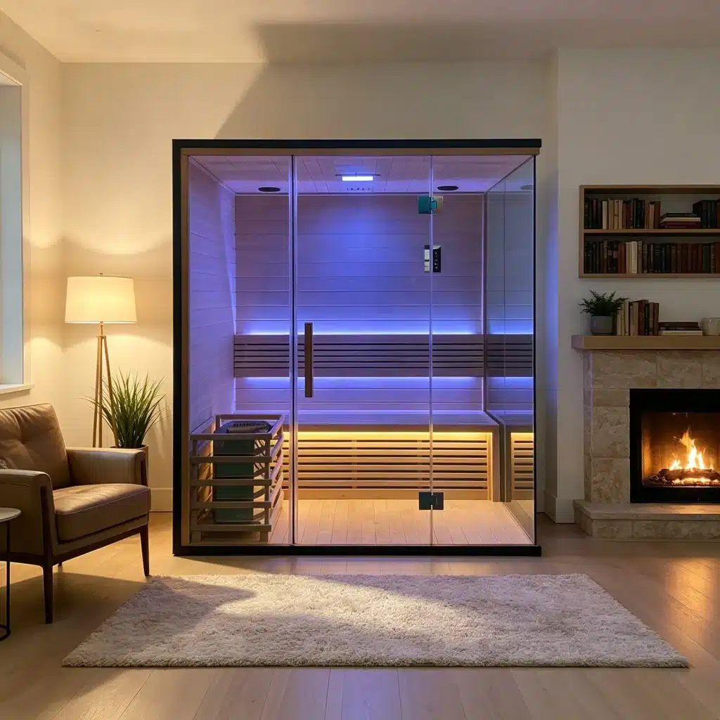 Illustrative room or outdoor setting showing the complete Bropool T5-T7 shared cabinet reference sauna
