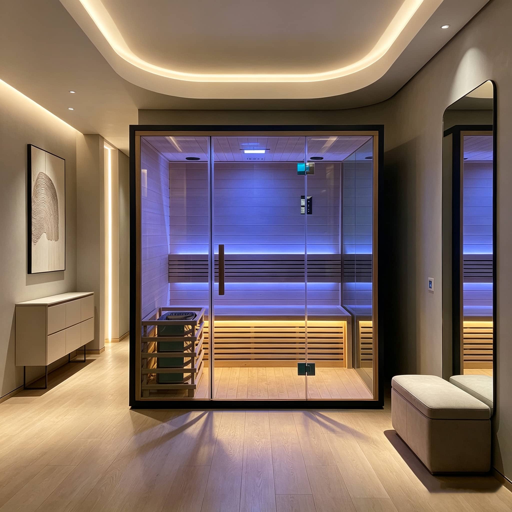 Bropool IS-T5 to IS-T7 sauna in an illustrative product scene