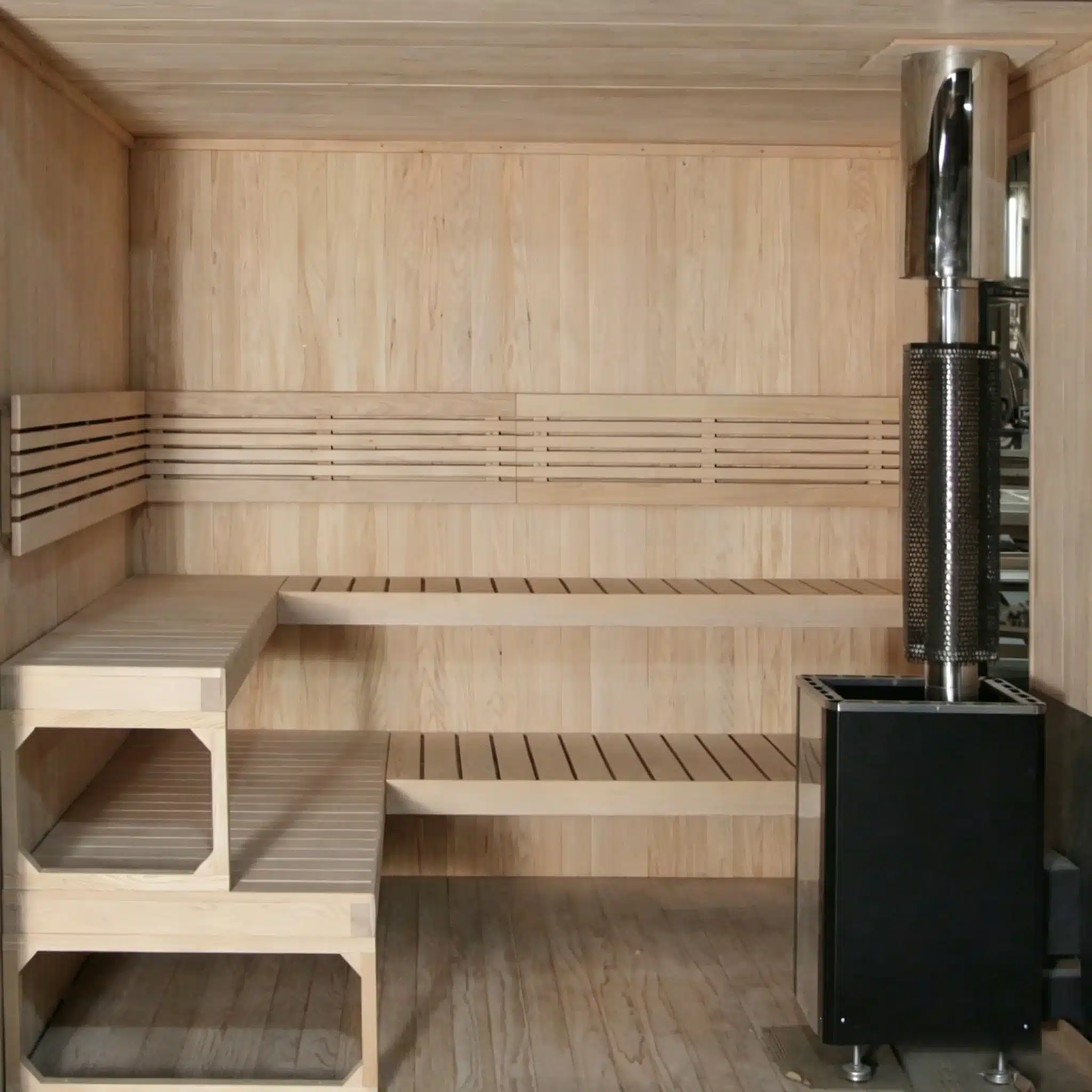 OS-1110 sauna heater and bench detail