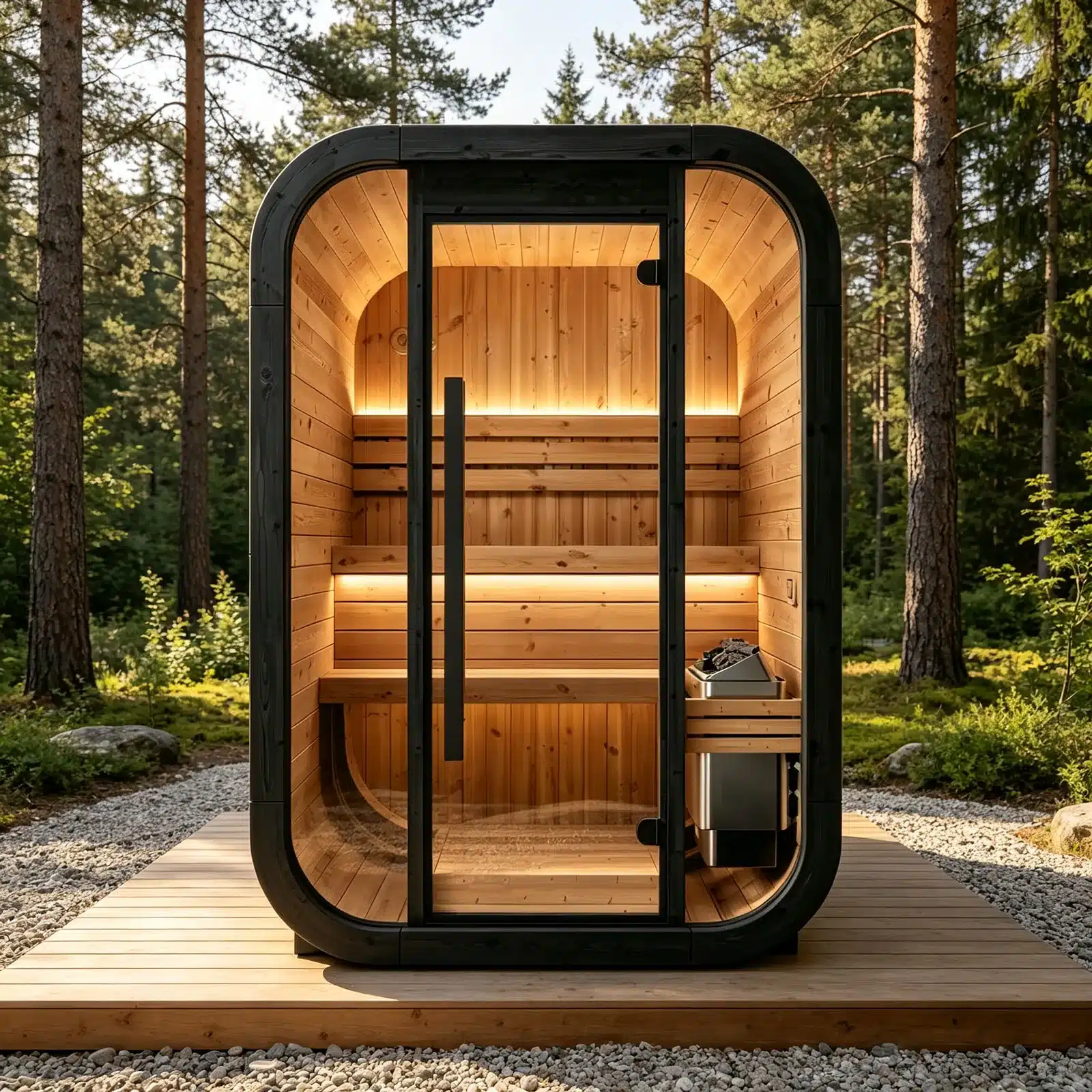 Illustrative room or outdoor setting showing the complete Bropool OS-1306 sauna