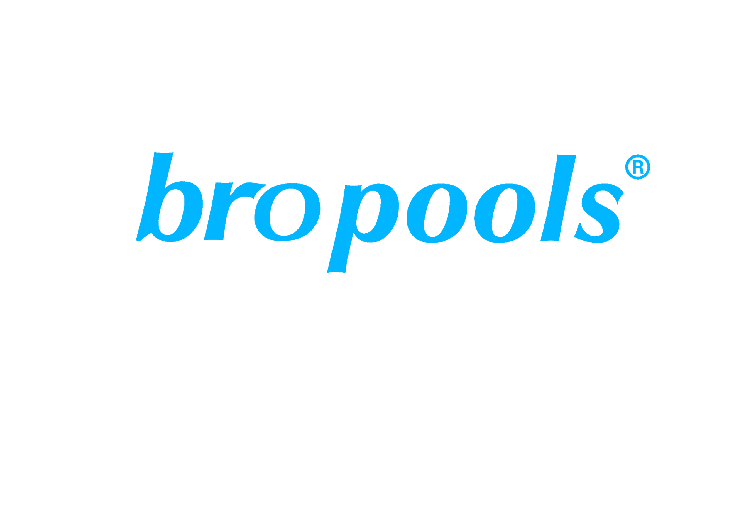 Bropools registered company logo in blue
